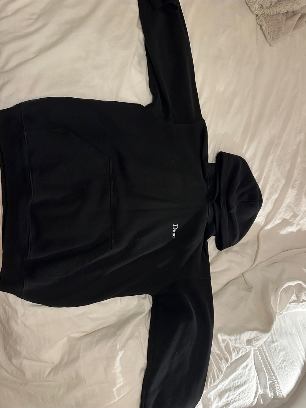 Dime Black Hoodie – Minimal Logo Pullover